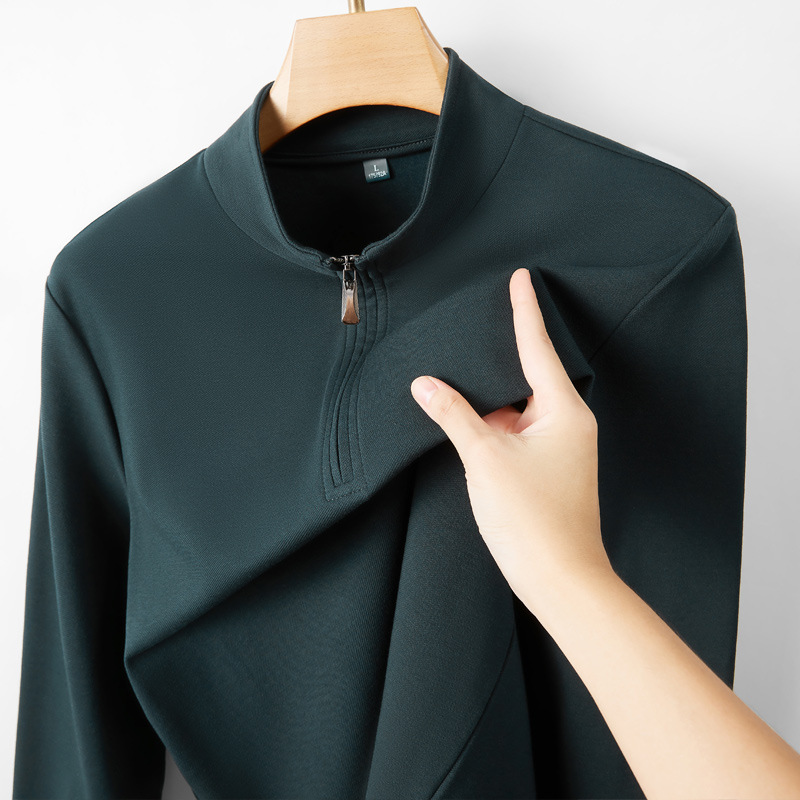 seda de morera con cremallera de manga larga camiseta hombre ocio infrarrojo lejano 7A antibacteriano camuflado calentamiento de color sólido vestido grueso otoño invierno