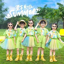 啦啦队六一儿童演出服毕业小学生照运动会表演服装夏季短袖幼儿园
