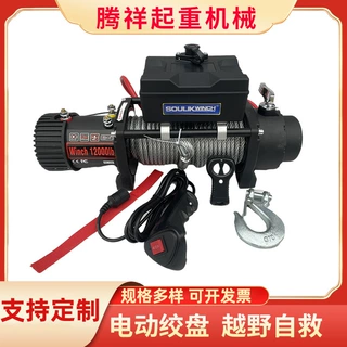 厂家批发车载快速绞盘汽车救援工具小吊机电动无线控制汽车绞盘