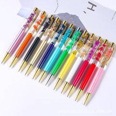創意新作diyドライフラワー入油ボールペン金属清新入油ドライフラワー油絵ペンレーザーロゴプレゼント