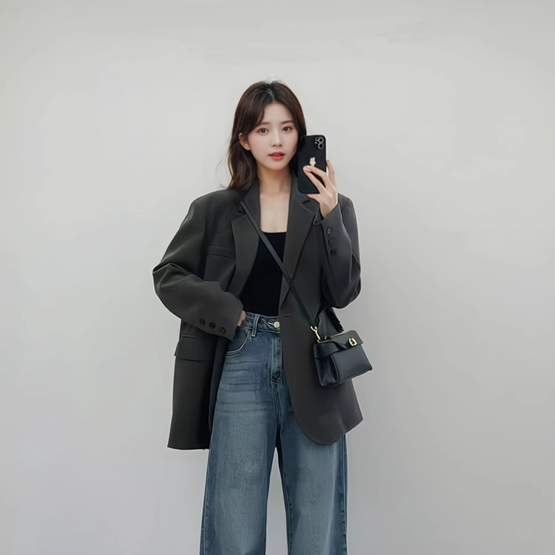 Gray Blazer for Women 2025 New Spring Casual Elegant Socialite Tall and Small Chengdu Super Popular Suit