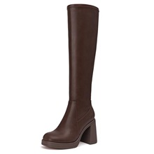 U 32602 Thick Sole Chunky Heel Stretch Boots ��״ָ�����ѥ