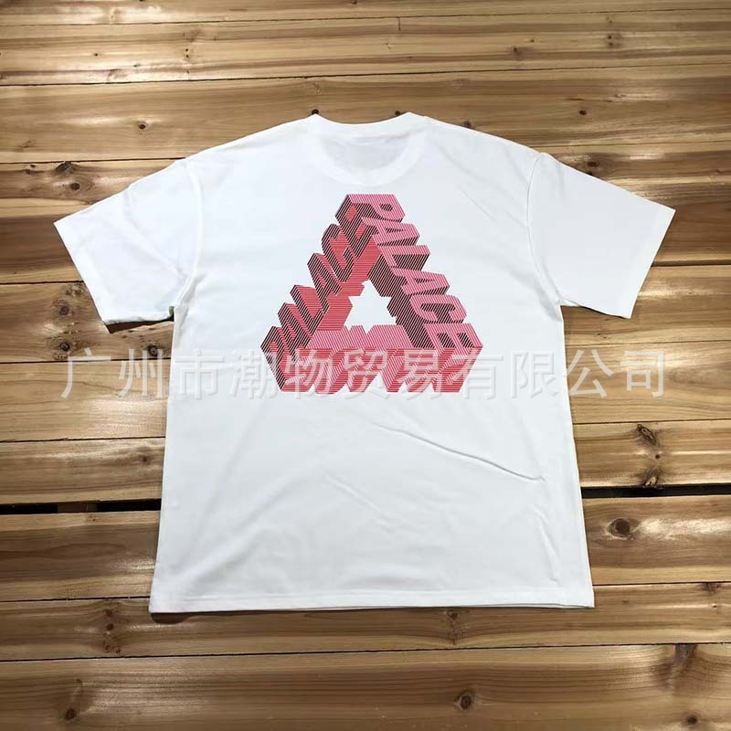 クラシックハイストリートルーズファントム溶解三角形落書きプリント半袖Tシャツ男性と女性のための純綿パレス半袖|undefined