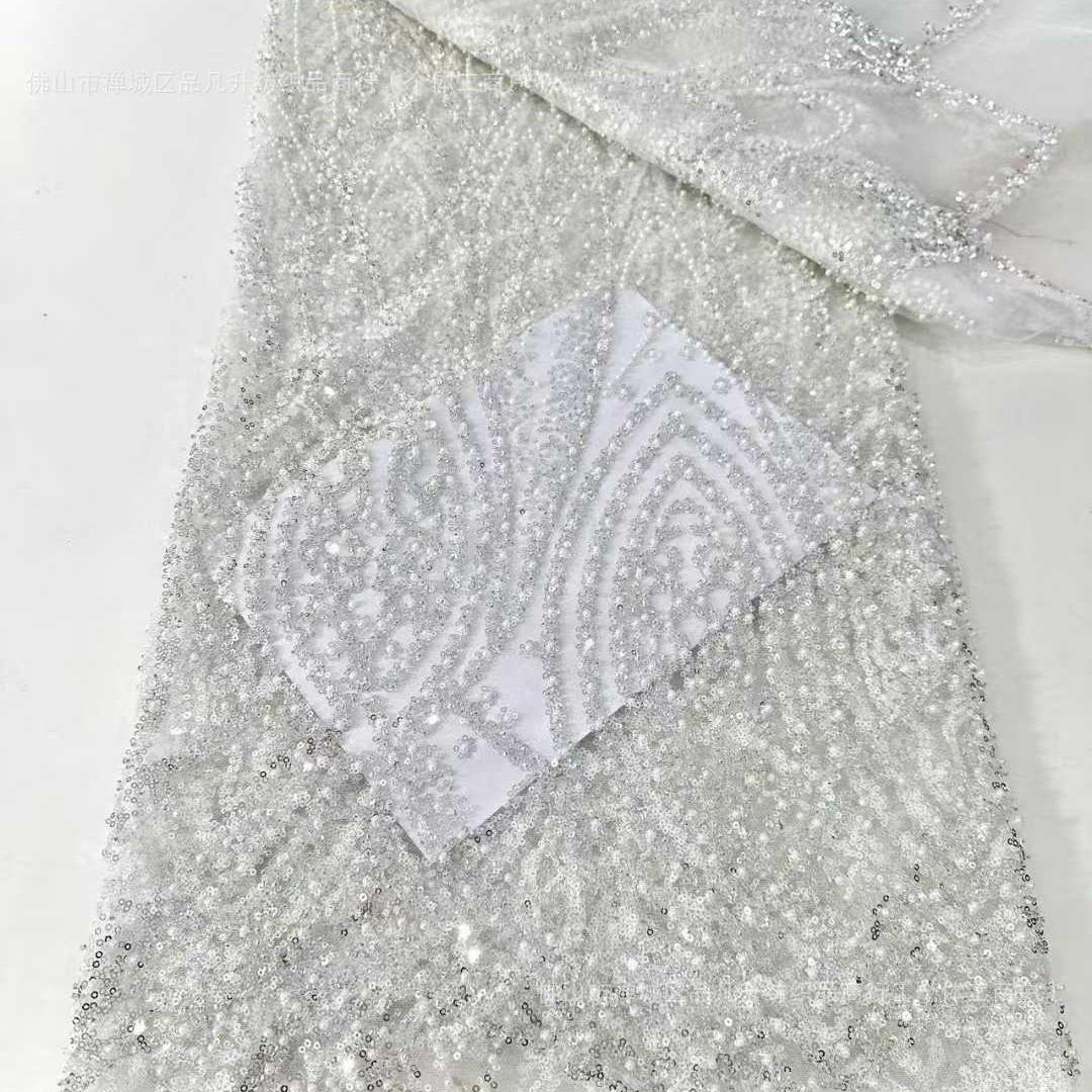 Tubo de perlas bordado bolsas de perlas tela de sequilla Europa y América Gao Ding Fairy vestido de boda vestido de cena vestido de tela image 1