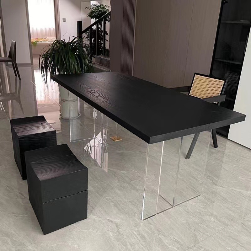 Tablero de madera carbonizada tablero de madera maciza olmo tablero de madera de pino tronco tablero de madera de cera silenciosa tabla de té negro tabla de comedor