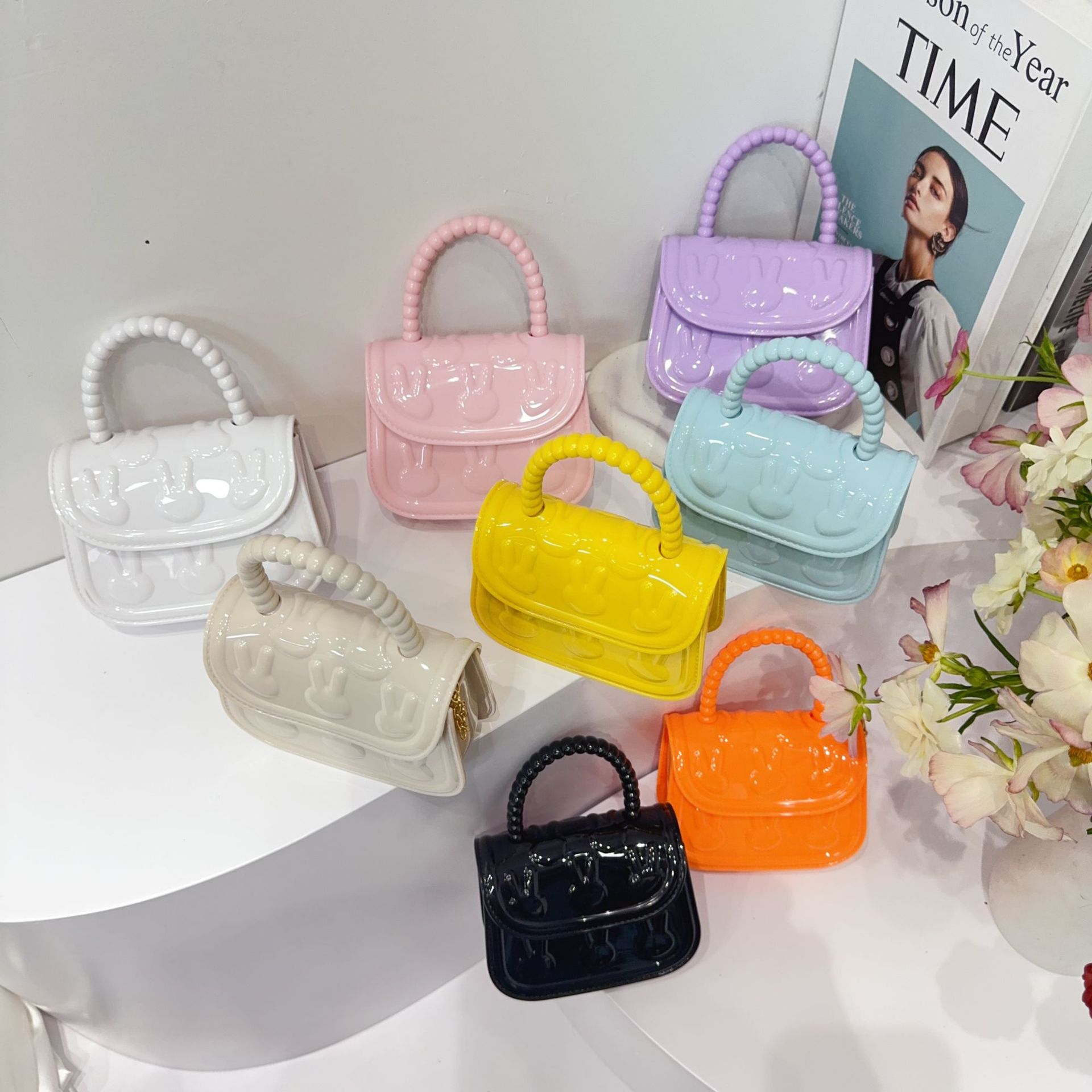 210g Weight Magnetic Buckle Closure Type Top Handle, Chain Strap Type Jelly Bag Bags Type Street, Shopping Occasion PVC Material Solid Color Pattern All Seasons Season Women's Gender Cute Style Square Shape Women's PVC Solid Color Cute Square Magnetic Buckle Jelly Bag 无