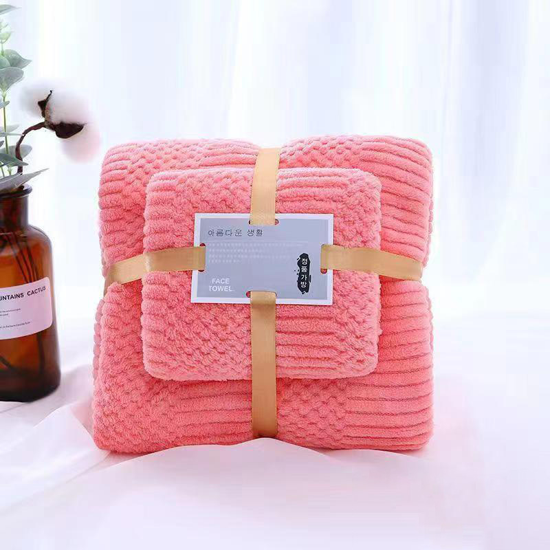 Juego de toallas de felpa de coral y toallas de baño en stock de fábrica, diseño auspicioso, absorbente, no suelta pelo, caja de regalo, superventas transfronterizo image 8