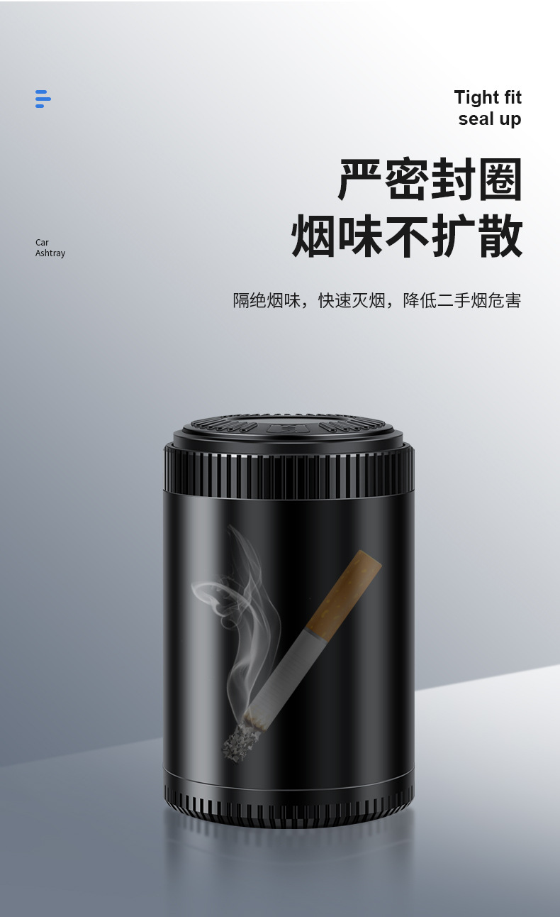 Car Ashtray Cup Holder Car Ashtray Anti-Fly Ash High Flame Retardant with Light One-Click Closing Cover Car Interior Supplies