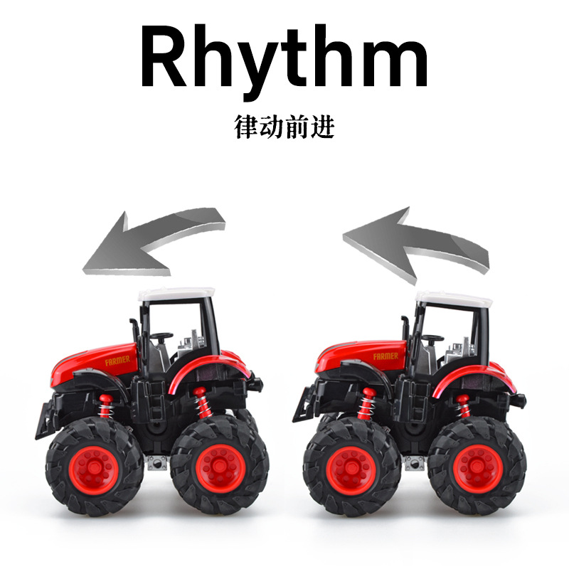 Vehículo de ingeniería de inercia de aleación transfronteriza Tractor Simulación Coche de granjero Modelo de bicicleta Regalo para niños Coche de juguete