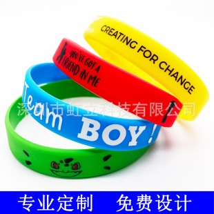 Silicone Bracelet Custom Printed Concave and Convex Lettering Rubber Bracelet Custom Personalized Luminous Sports Cross-Border Theme Wristband