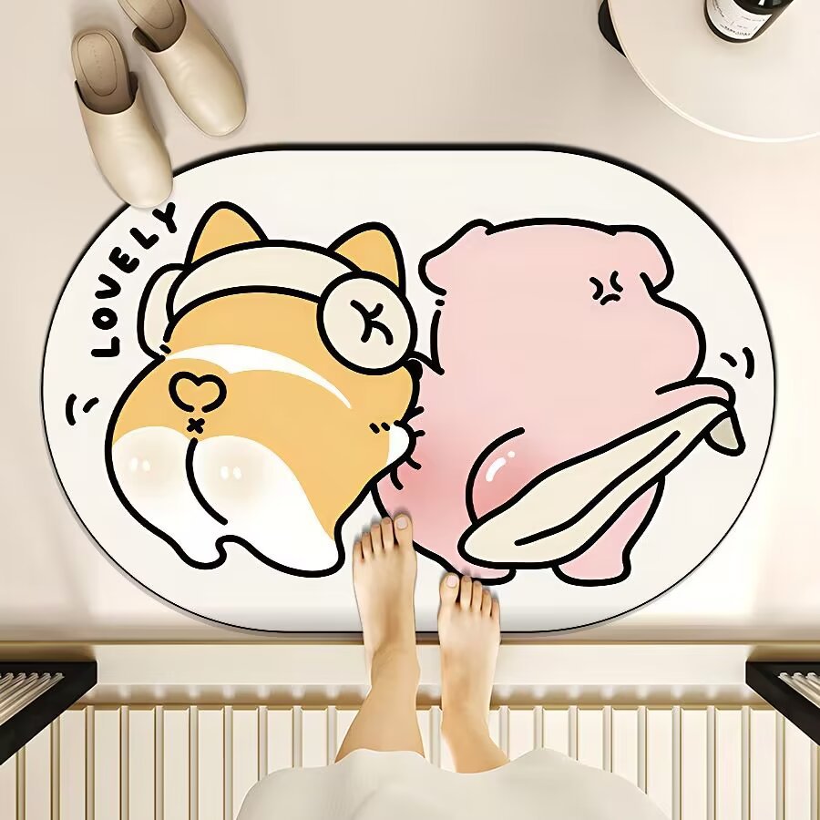 만화 욕실 바닥 매트 흡수성 먼지 방지 미끄럼 방지 diatom 진흙 쿠션 욕실 도어 매트 도매