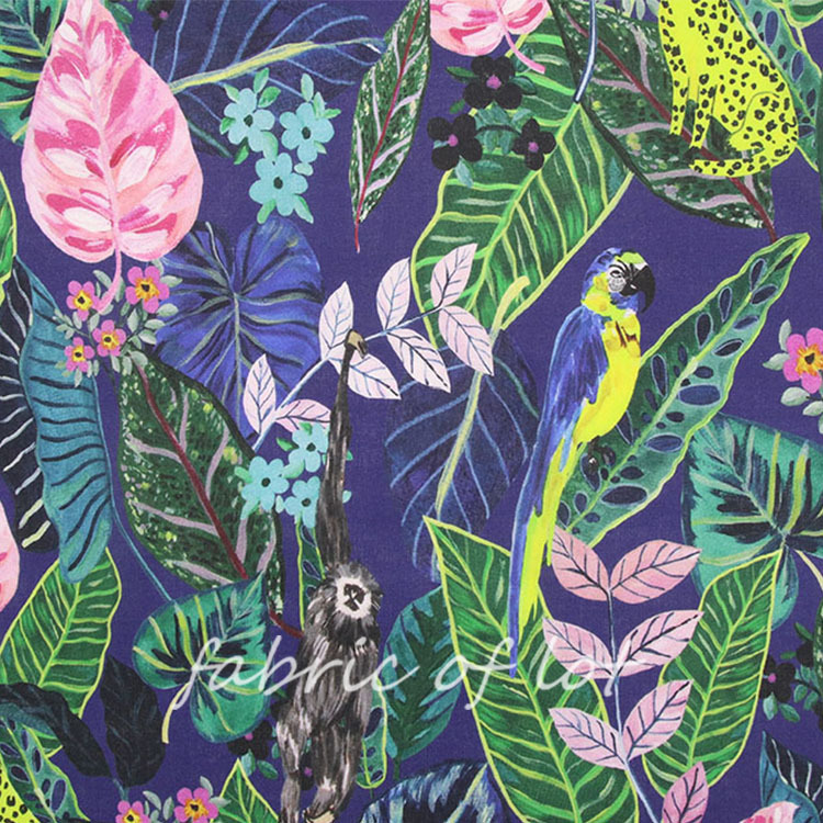 【少量现货】12129D丛林花数码 莱赛尔亚麻混纺梭织 衬衫连衣裙