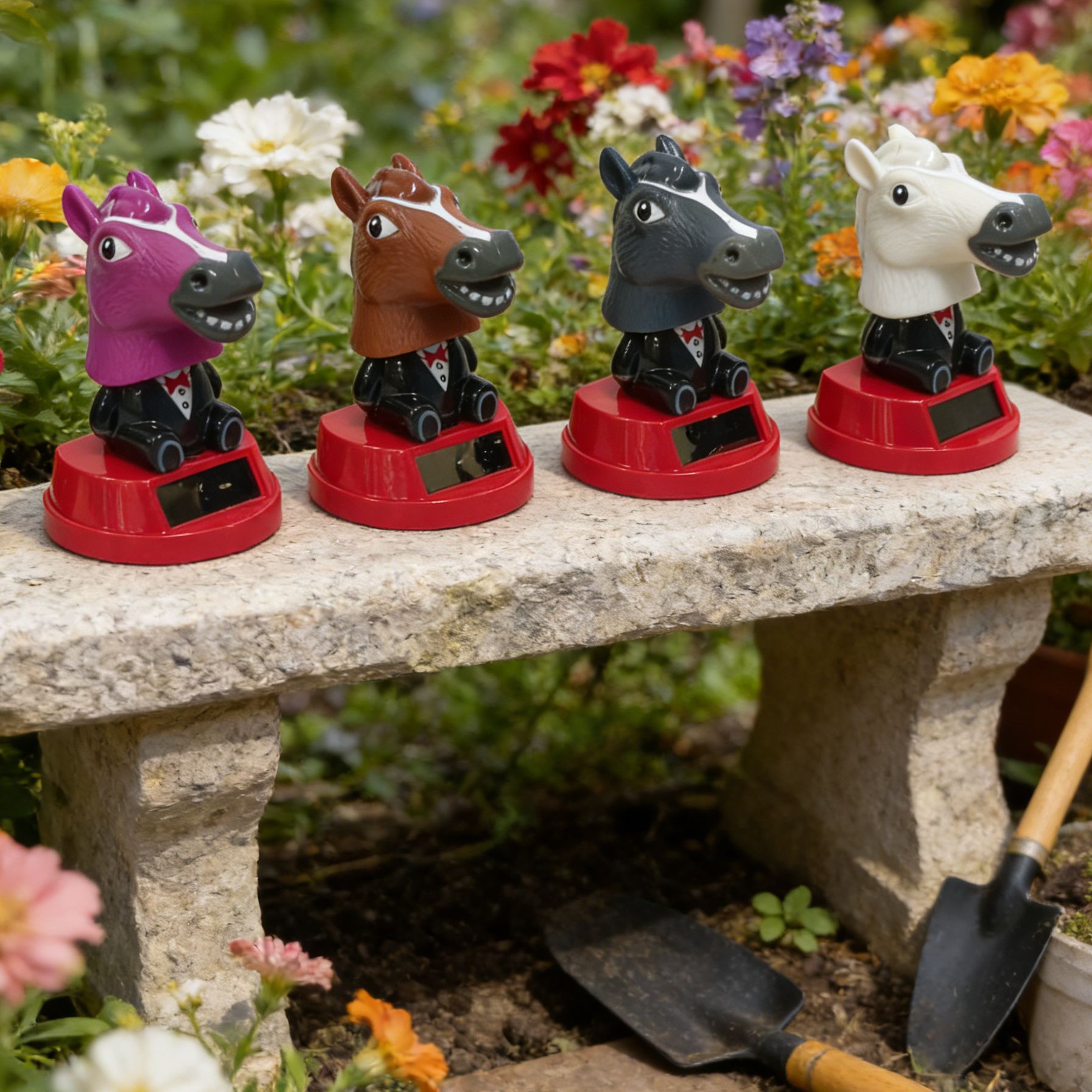 New Solar-Powered Shaking Horse Head Ornament, Beach Vacation Decoration, Desktop Small Gift, Cute Animal Decoration