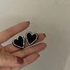 Retro brand cute earrings, advanced universal silver needle heart shaped, Korean style, silver 925 sample