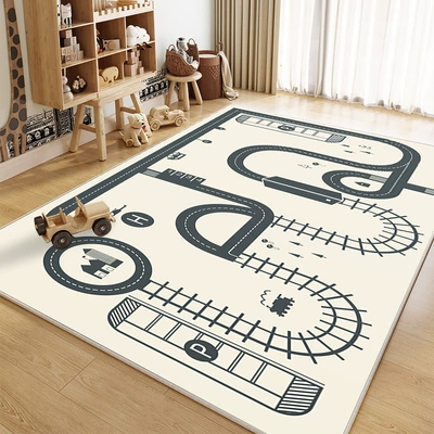 Carpets, Cartoon Car Track Children's, Avtomobil döşəmə paspasları - track-12-80120cm-crystal-velvet