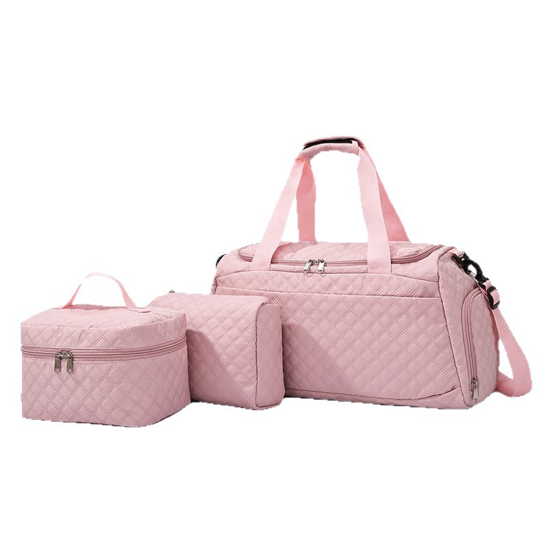 Bolsa de viaje separación seca y húmeda de zapatos independientes bolsa de yoga logotipo personalizado ajustable barra de tracción bolsa de tres piezas conjunto