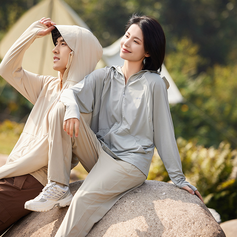 夏季冰丝凉感防晒服黑胶帽檐UPF50+防紫外线皮肤衣原纱防晒衣女款