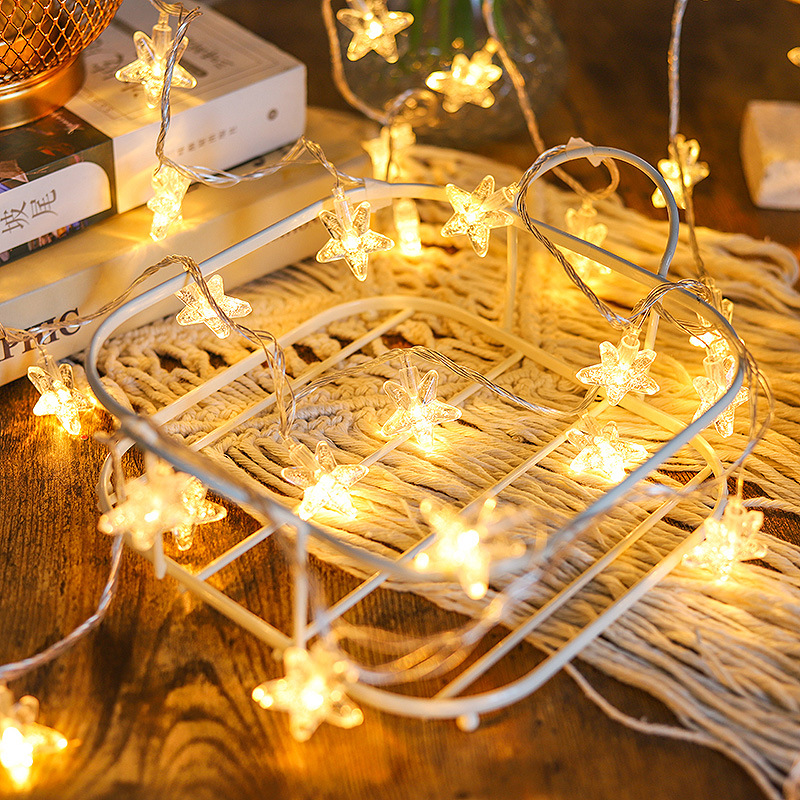 Nuevo LED burbuja estrella de cinco puntas Cadena de luz plug-in USB batería Luz de vacaciones al aire libre camping atmósfera decorativa Cadena de luz de colores