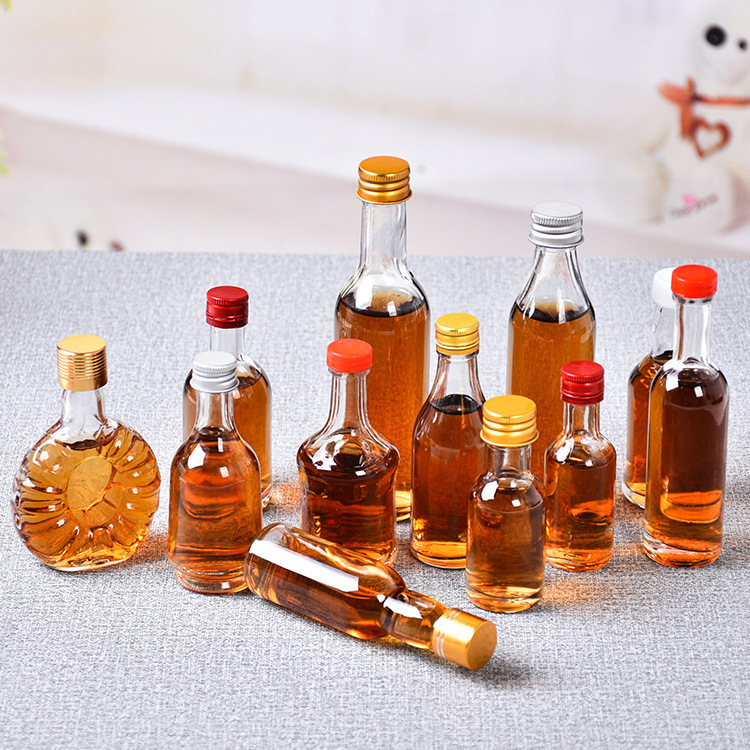 小药酒瓶大肚玻璃高档100ml50ml透明白饮料瓶密封带盖玻璃空酒瓶