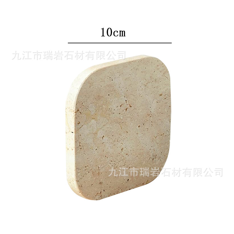 Posavasos de mármol de travertino natural de Amazon transfronterizo al por mayor, posavasos de café de whisky, accesorios de tiro absorbentes
