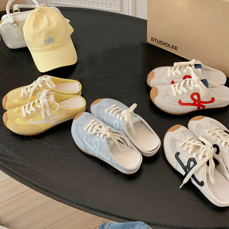 Cowhide version ~ grape mom with flat color matching half drag German training shoes vintage lace-up sports casual Forrest Gump shoes women