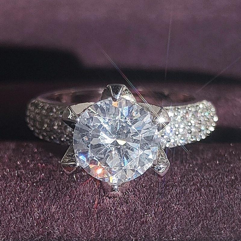 Cross-border European and American Luxury Fashion Women's Round Diamond Full Diamond Ring Popular Wedding Pinterest r1941