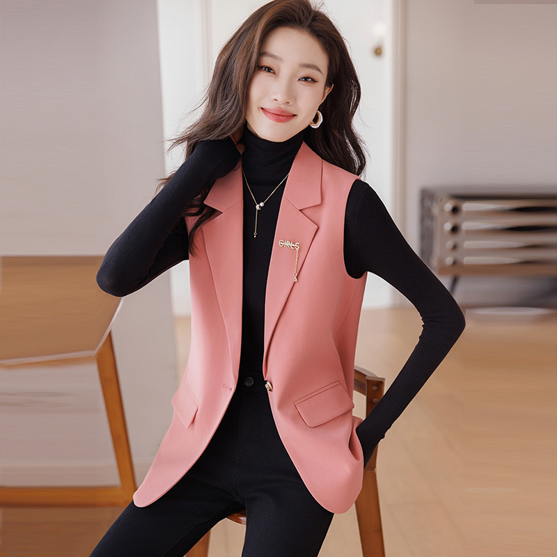 Sleeveless suit vest work clothes fashionable OL temperament outerwear work clothes vest design sense niche spring and autumn business wear Sleeveless suit vest work clothes fashionable OL temperament outerwear work clothes vest design sense niche spring and autumn business wear