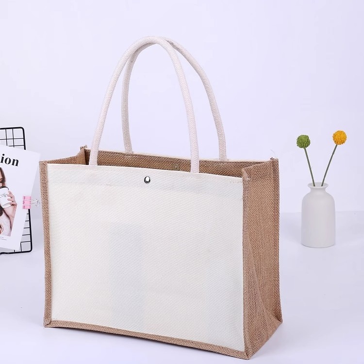 Bolsas de lino personalizadas logotipo bolsas de compras de yute bolsas de mano de gran capacidad publicidad bolsas de regalo bolsas de lona personalizadas