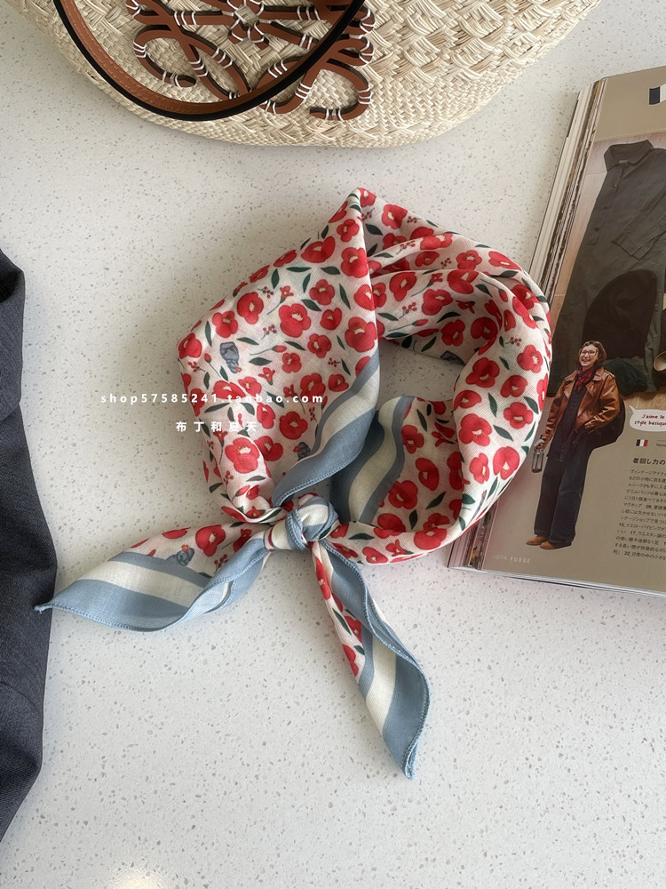 綿麻方巾合集 ~ 超多色柄砕花波点襟巾文芸森系頭巾髪帯包帯女