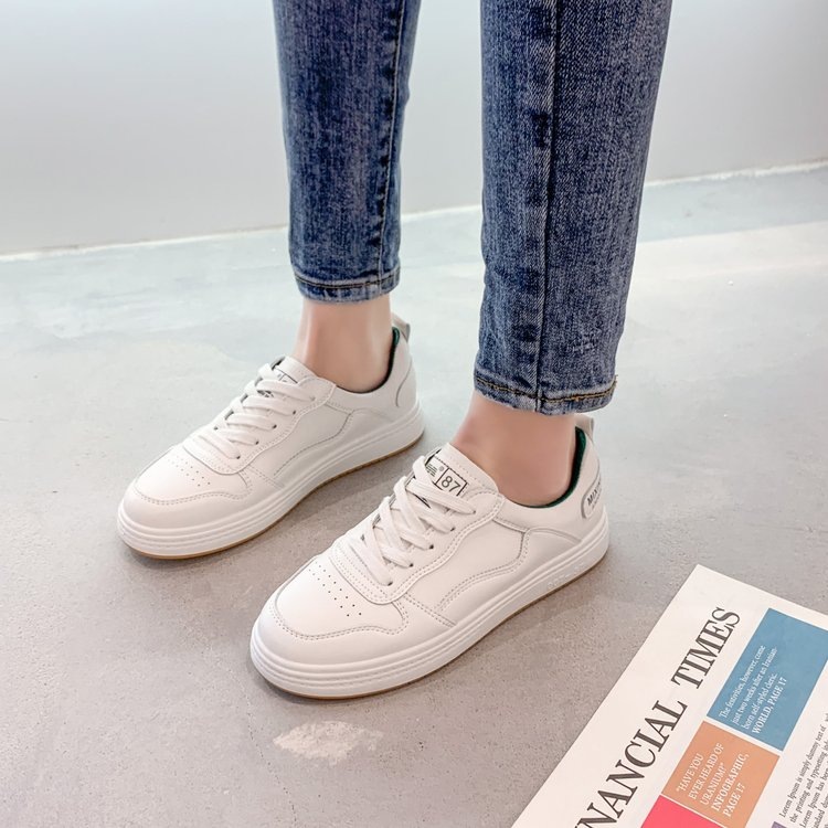 Casual Leather White Sneakers For Women Versatile Student Style_voghion.com