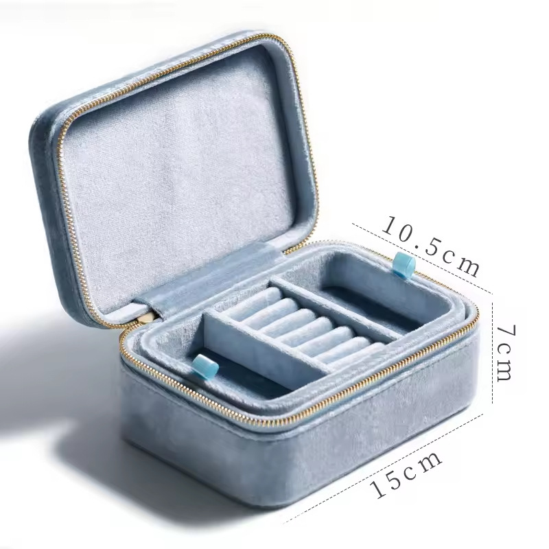 Cross-Border Velvet Jewelry Box Double-Layer Large-Capacity Earrings Ring Watch Jewelry Box Travel Jewelry Storage Box Wholesale