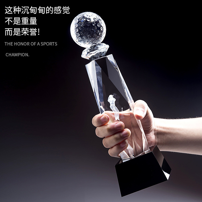Trofeos de golf de cristal tallado medallas de competencia de cristal adornos de trofeos de premios regalos conmemorativos de alta calidad