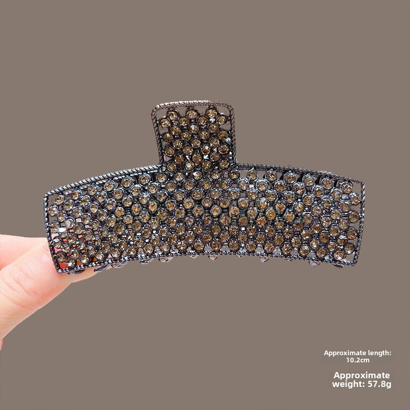 Temperamento Full Diamond Metal Shark Clip Hairpin Back Head Coil Hair Grab Clip Donna Primavera Estate Super Large Clip Copricapo Hair Grab_voghion.com