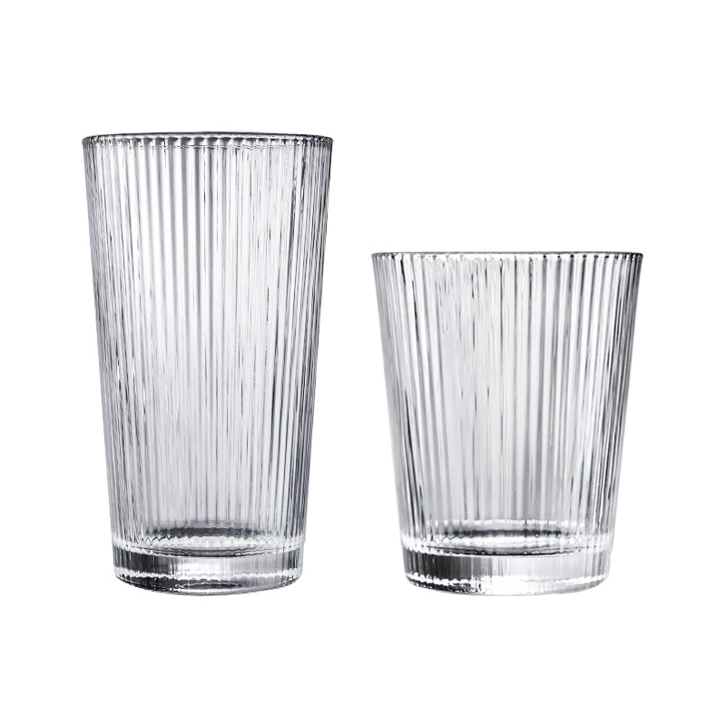 Glass Tumbler HEISMAN Vertical Fluted, 301–400 ml, High‑ or Low‑Mouth (Gold Rim option)