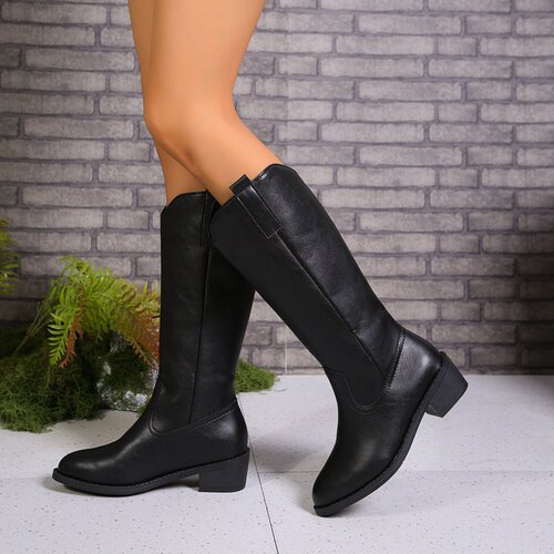 Retro Minimalist Western Boots Autumn European and American Style Small Square Toe Thick Heel Mid-Calf Boots for Men and Women