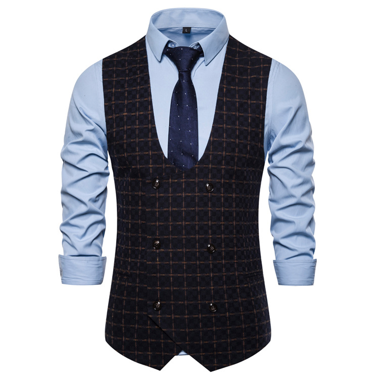 Amazon Cross-Border Export Vest Men's 2025 Spring New Men's Plaid Vest Men's British Style Slim Vest