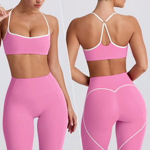Cross-Border High-Waist Butt-Lifting Yoga Shorts, Slimming, Tight-Fitting Suspenders, Beautiful Back, Running Sports Underwear, Yoga Clothing Suit for Women