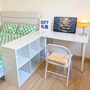 Eight-Compartment Cabinet Bedside Partition Cabinet White Bookshelf Storage Rack Bookcase Storage Grid Cabinet Semi-Enclosed Cabinet Storage Cabinet