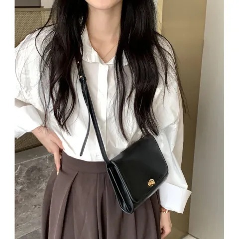 (Plum Skin + Pocket Style) JK Uniform Blouse Spring Summer Autumn Winter White Long-Sleeve Student Shirt Top