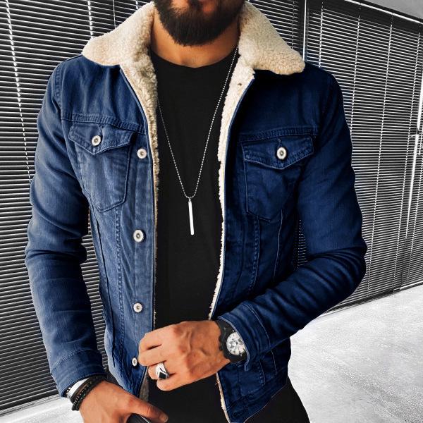 Amazon Men's Cross-Border Winter Imitation Lamb Wool Denim Jacket Men's Velvet Thickened Jacket Men's Trendy Brand Amazon Men's Cross-Border Winter Imitation Lamb Wool Denim Jacket Men's Velvet Thickened Jacket Men's Trendy Brand