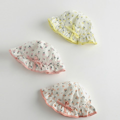 秋南 嬰兒帽子夏季薄款棉防曬帽小碎花公主遮陽帽寶寶漁夫帽