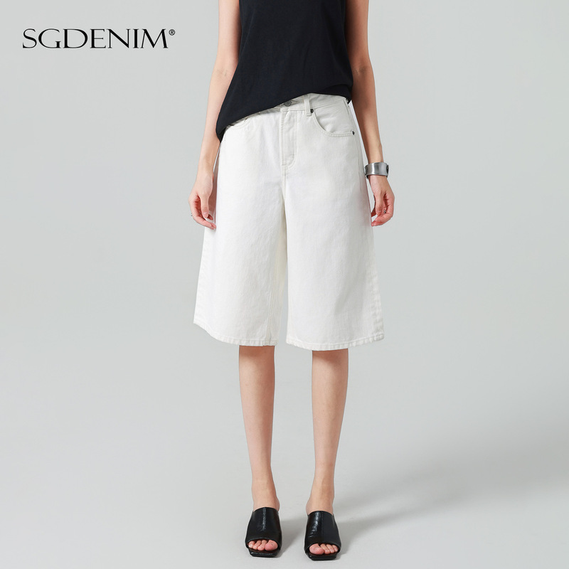 Recommended Relaxed Fit/White High-Waisted Denim Shorts for Women, Loose Wide-Leg Style, Summer 2026 Boyfriend Style