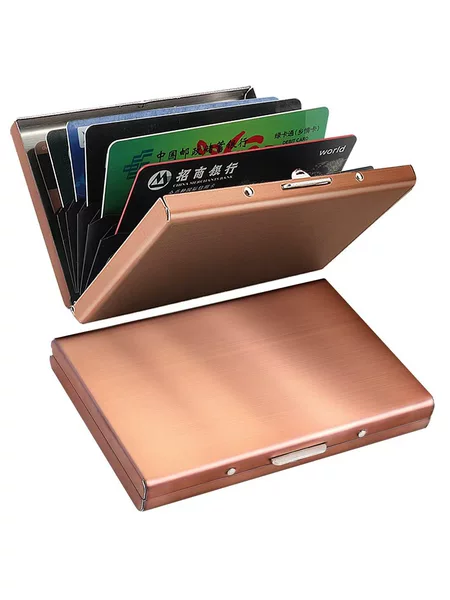 High-End Metal Card Holder for Men and Women, Stainless Steel Anti-Theft Credit Card Holder, Business Card Box, Anti-Degaussing 6 Cards and 8 Cards
