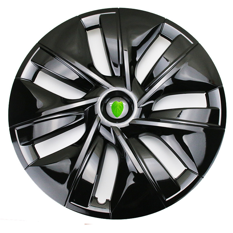 Full Edged for — Tesla Hub cover - 19y-old-edged-gloss-black-single-wheel-hub-cap-note-logo-color