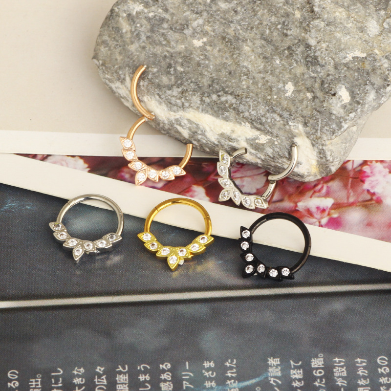 Personalized Star Nose Ring Nose Clip Ear Cartilage Piercing Jewelry Rose Gold 1.2x10mm Stainless Steel detail image 7