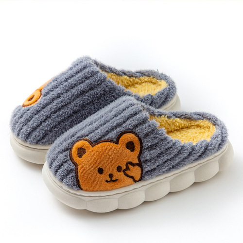 Children's Cotton Slippers  Winter New Style Boys and Girls Home Indoor Anti-Slip Warmth Middle and Large Children Cute Cartoon