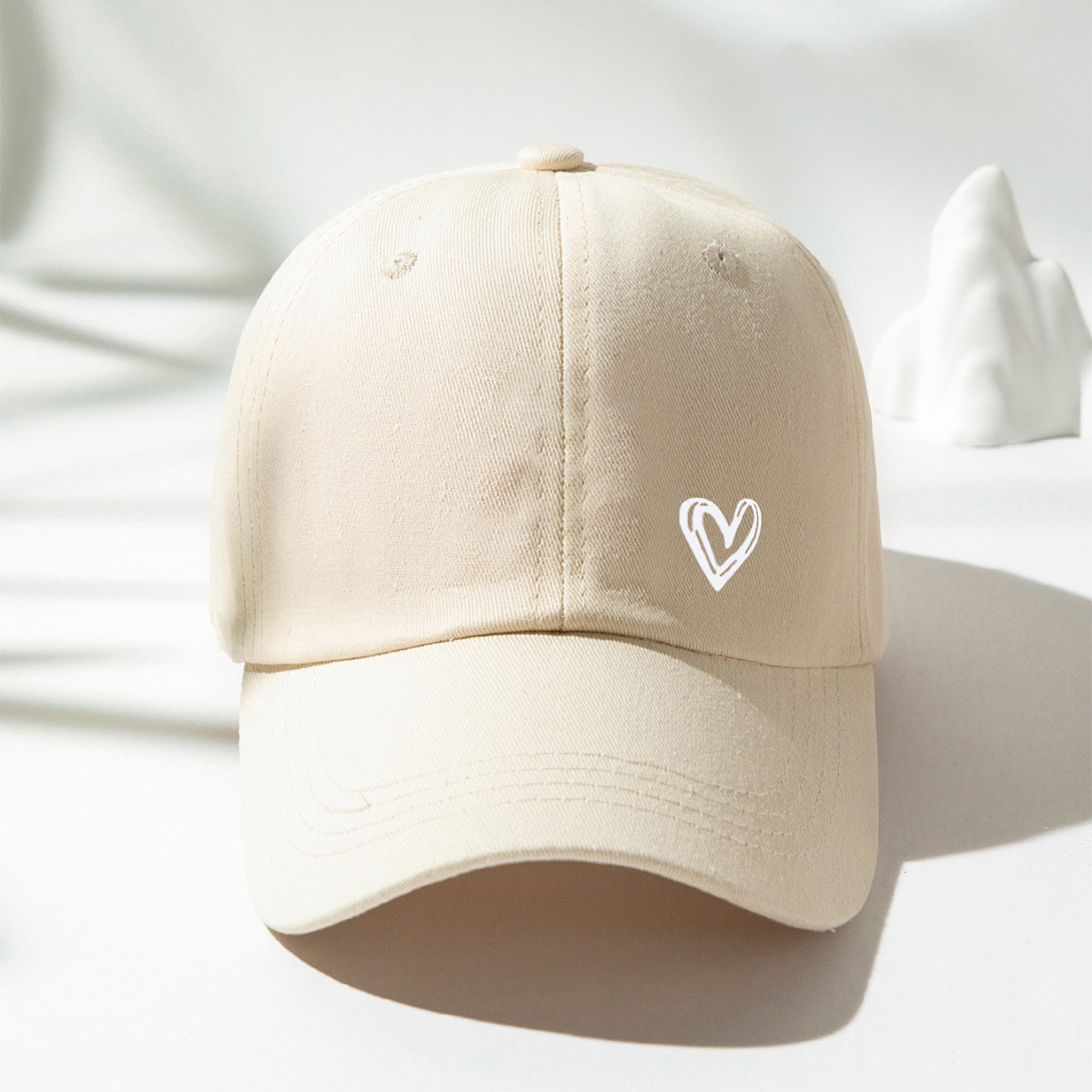 154g Weight Baseball Cap Hats Type Casual, Outdoor, Daily Occasion Unisex Sweet Heart Shape Printing Curved Eaves Baseball Cap