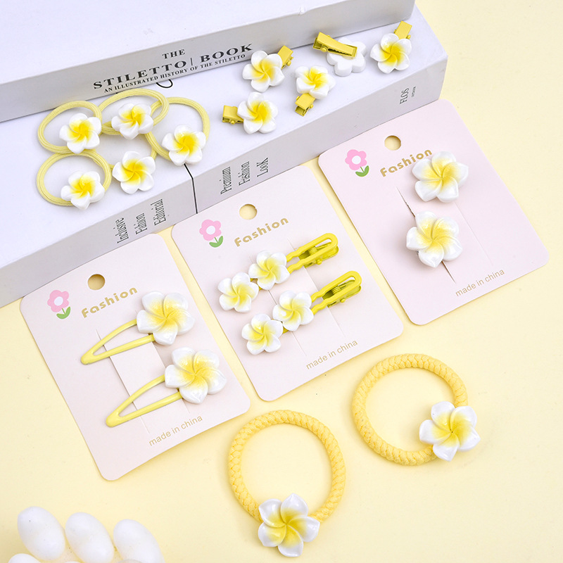 10g Weight Hair Clip, Hair Tie Hair Accessories Type Cute Simple Style Streetwear Kid'S Plumeria Arylic Stoving Varnish Hair Clip Hair Tie