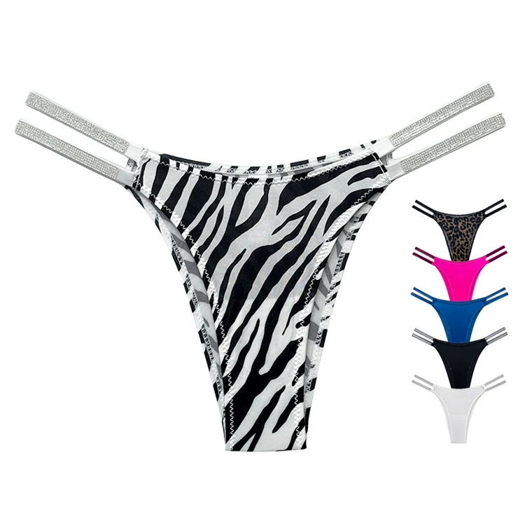 1064 новых экспортных стильных женских трусиков с двойным тонким ремешком и стразами из ледяного шелка, сексуальные европейские и американские трусики большого размера с высоким вырезом и половиной покрытия