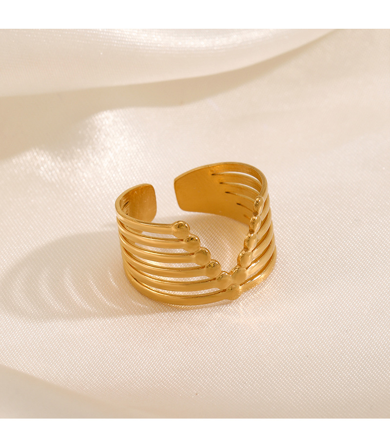 Daily Occasion 304 Stainless Steel Material PVD Coated 18K Gold Plated V Shape 304 Stainless Steel IG Style Waterproof Non Tarnish Open Ring